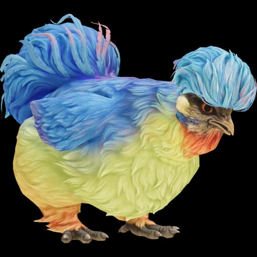 CS2 Silkie pet chicken, Blue With Red Beard