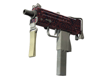 Souvenir MAC-10 | Red Filigree (Well-Worn)